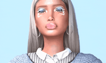 a woman with white eyeliner on her eyes is applying lipstick
