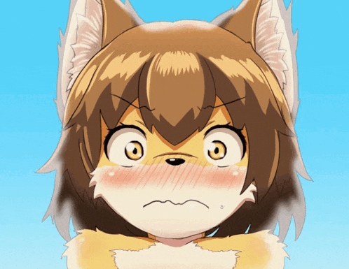 a cartoon drawing of a furry animal with a surprised look on its face