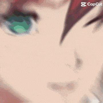 a close up of a anime girl 's face with green eyes
