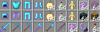 a screenshot of a minecraft game with a number of 64 items