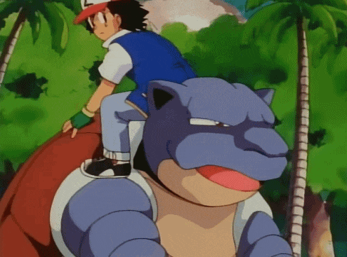 a cartoon character is riding on the back of a monster