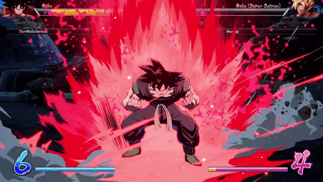 a screenshot of a video game shows goku and gohan fighting