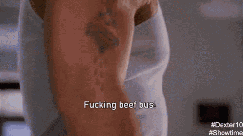 a woman says fucking beef bus while talking to a man