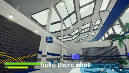 a screenshot of a video game with the words hello there chat