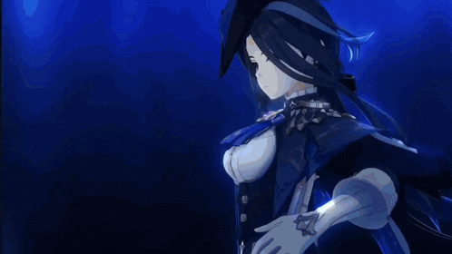 a person is standing in the middle of a blue and white light