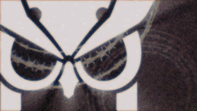 a black and white image of an owl 's eyes with the letter b visible
