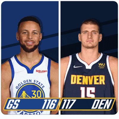 golden state warriors player stephen curry and denver nuggets player nikola jokic pose for a photo