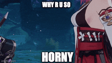 a screenshot of a video game with the words why ru so horny on it