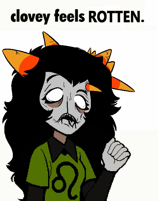 a cartoon of a troll with the words clovey feels rotten below it