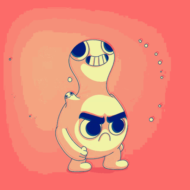 a cartoon character with an angry face and a smile on his face