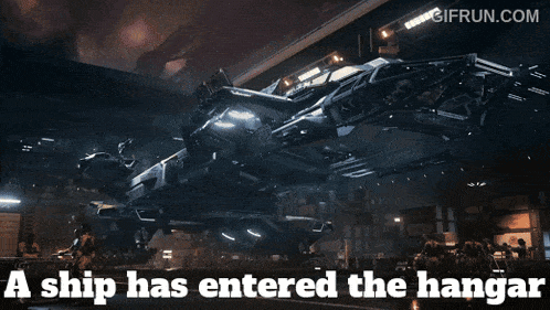 a ship has entered the hangar with gifrun.com in the bottom right corner