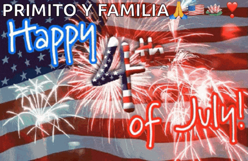 a happy 4th of july greeting with fireworks in the background