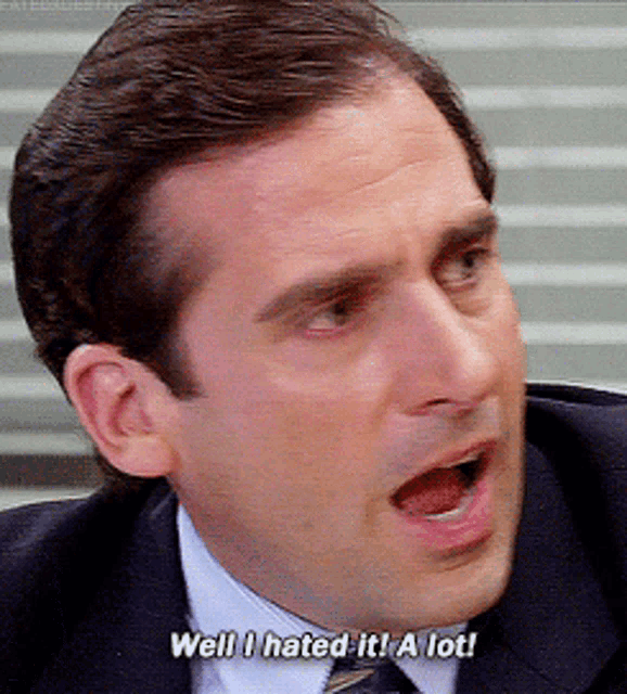 a man in a suit and tie says " well i hated it a lot "
