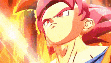 a close up of a cartoon character with red hair and a blue shirt