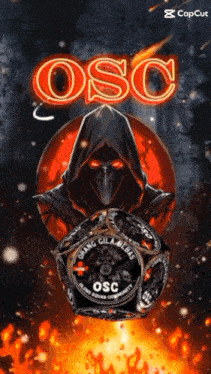 a poster for osc shows a hooded figure with red eyes