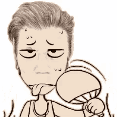 a drawing of a man with his tongue out