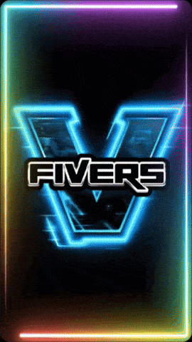 a neon sign that says fiver9 in white