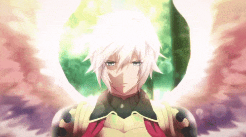 a close up of a person with white hair