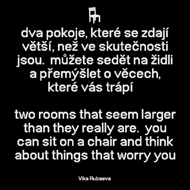 two rooms that seem larger than they really are you can sit on a chair and think about things that worry you vika rubaeva