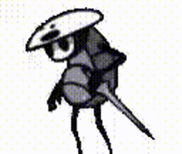 a black and white drawing of a bug with a sword on its back