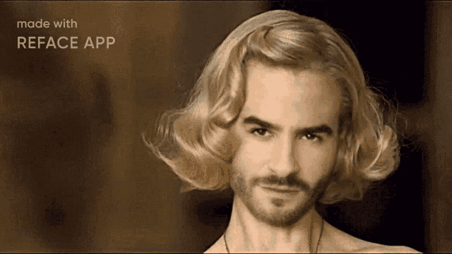 a picture of a man with blonde hair and a beard made with reface app