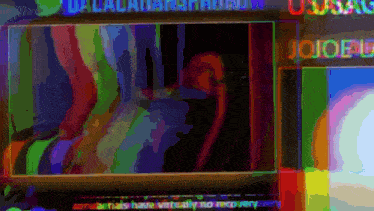 a colorful screen with the word jojo on the bottom right