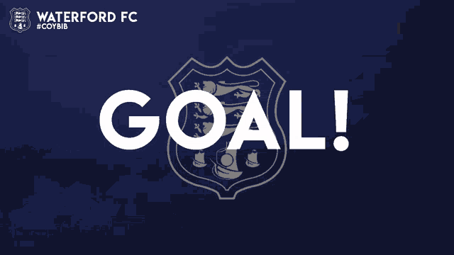 a blue background with a waterford fc logo on it