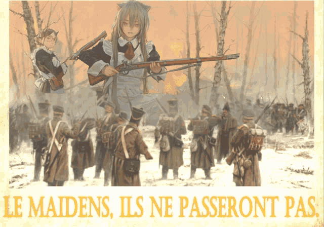 a painting of soldiers with the words le maidens ils ne passeront pas on the bottom