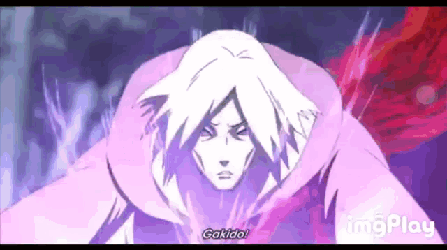 a cartoon of a man with white hair and the words " gakido "