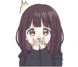 a cartoon girl is covering her mouth with her hands and looking surprised .