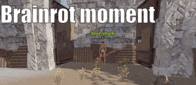 a screenshot of a video game with the words brainrot moment at the top