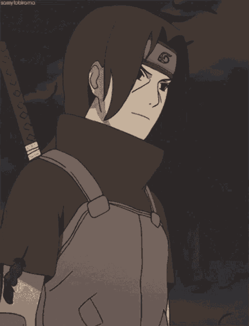 a black and white drawing of a ninja with a sword and a hood