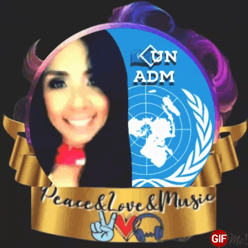 a picture of a woman with a peace sign and the words peace & love & music