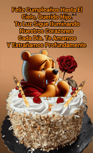 a birthday cake with winnie the pooh on top