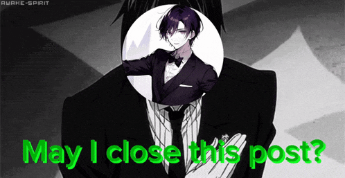 a picture of a man in a suit with the words may i close this post