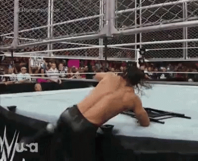 Seth Rollins Almost Impaled GIF - Seth Rollins Almost Impaled Escape GIFs