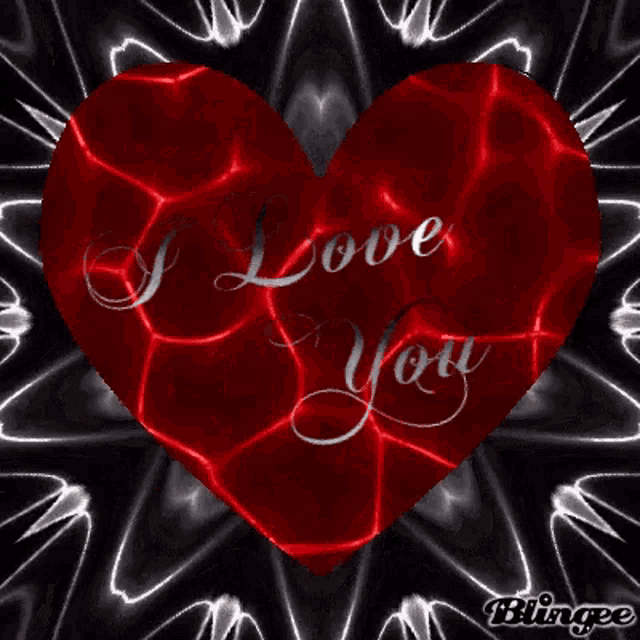 a red heart that says i love you on a black background