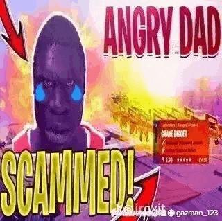 a man is crying with a tear in his eye and angry dad scammed !