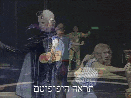 a man is holding a skateboard and pointing at something while standing in front of a gold vase