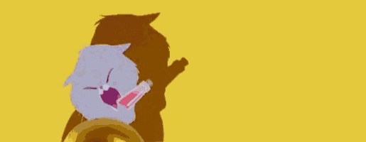 a cartoon cat with its mouth open and a shadow of a cat behind it