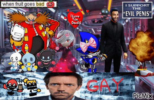 a collage of cartoon characters including sonic the hedgehog and dr. house
