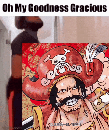 a cartoon of a man wearing a pirate hat with a skull on it