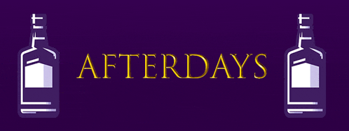 a purple background with two bottles of alcohol and the words afterdays