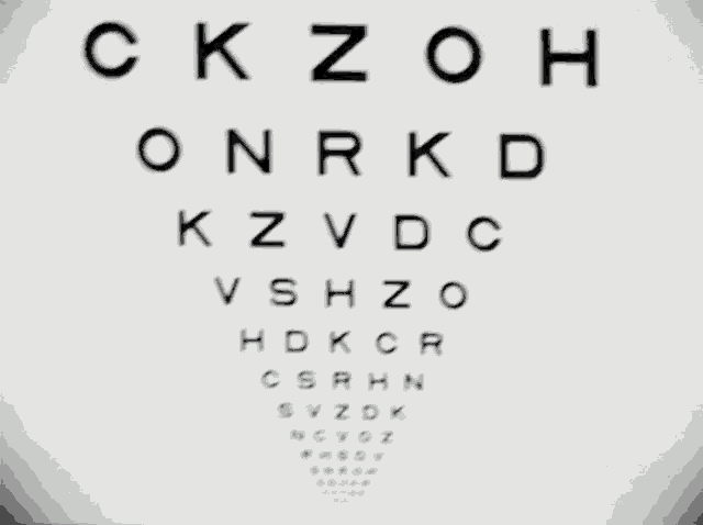 an eye chart with the letters ckzoh on the top left