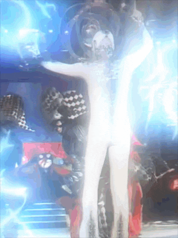 a naked person is standing in front of a blue light
