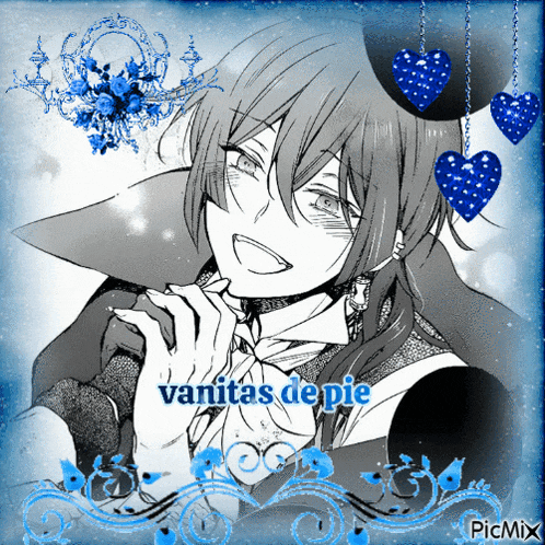 a picture of vanitas de pie with blue hearts