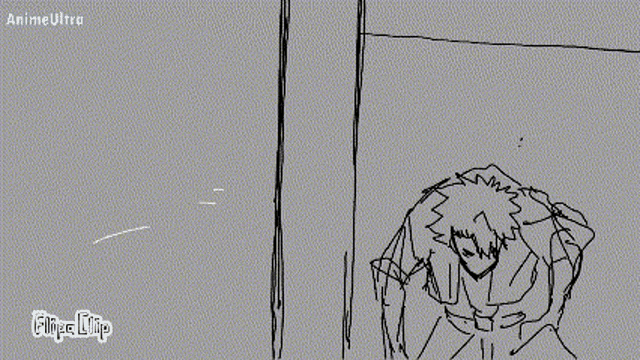 a black and white drawing of a man 's face with the words anime ultra written on the bottom