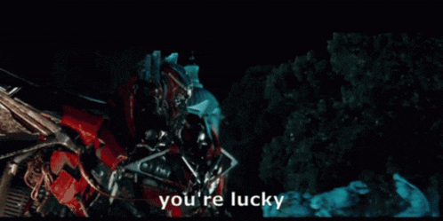 a transformer says i did n't kill you while holding a flag
