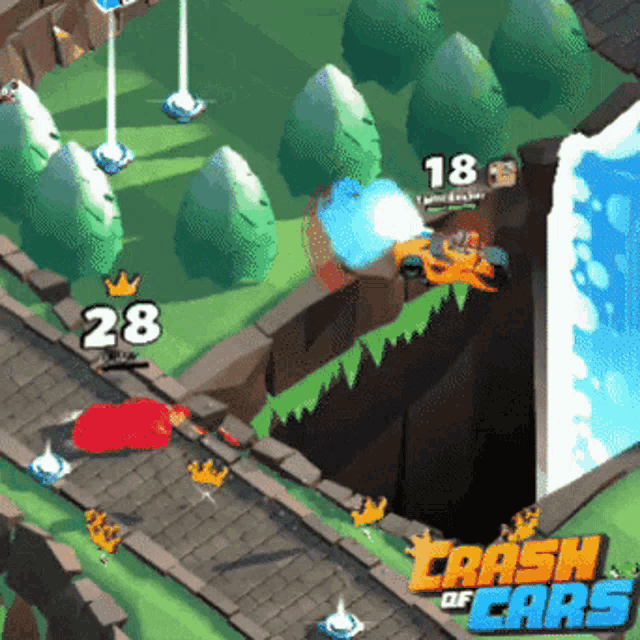a game called crash of cars is being played on a computer