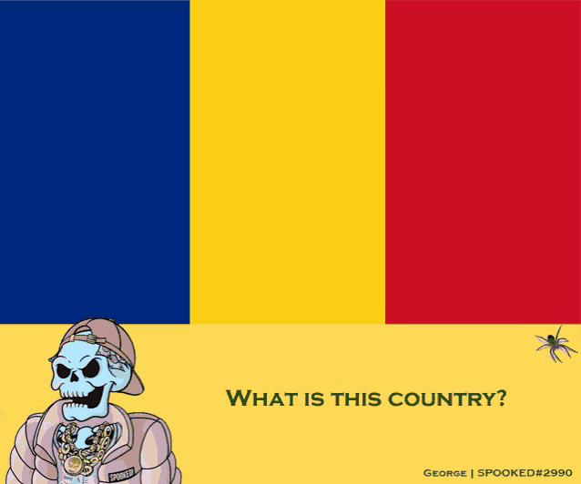 a cartoon of a skeleton in front of a flag with the words what is this country below it